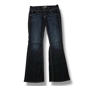 Hudson Jeans Boot Cut Flare Low Rise Flap Pockets Size 10/30 dark wash Y2K Retro